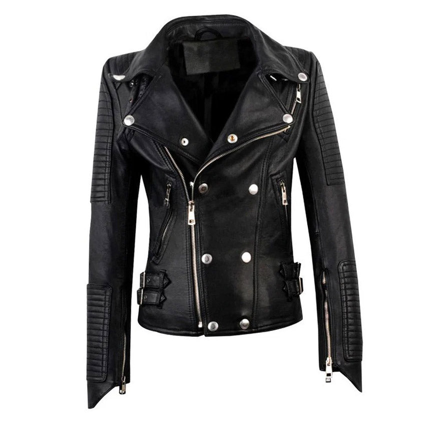 Meredith's Biker style jacket with snap buttons closure