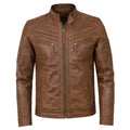 Brown moto style jacket with patterns