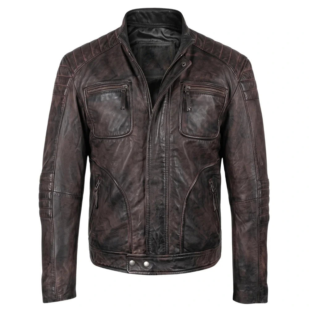 Men's Benton Distressed moto style Leather Jacket
