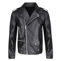 Classic Leather Biker Jacket with Epaulette