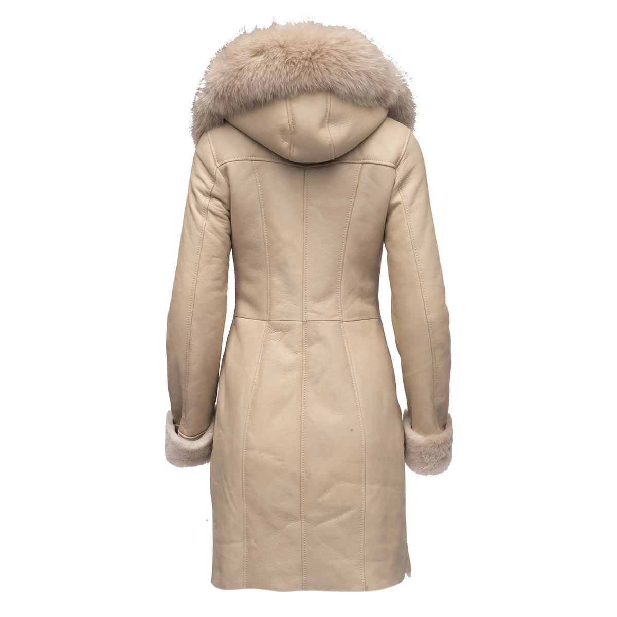 Gracie’s Hooded Sheepskin Shearling Jacket With Fox Fur