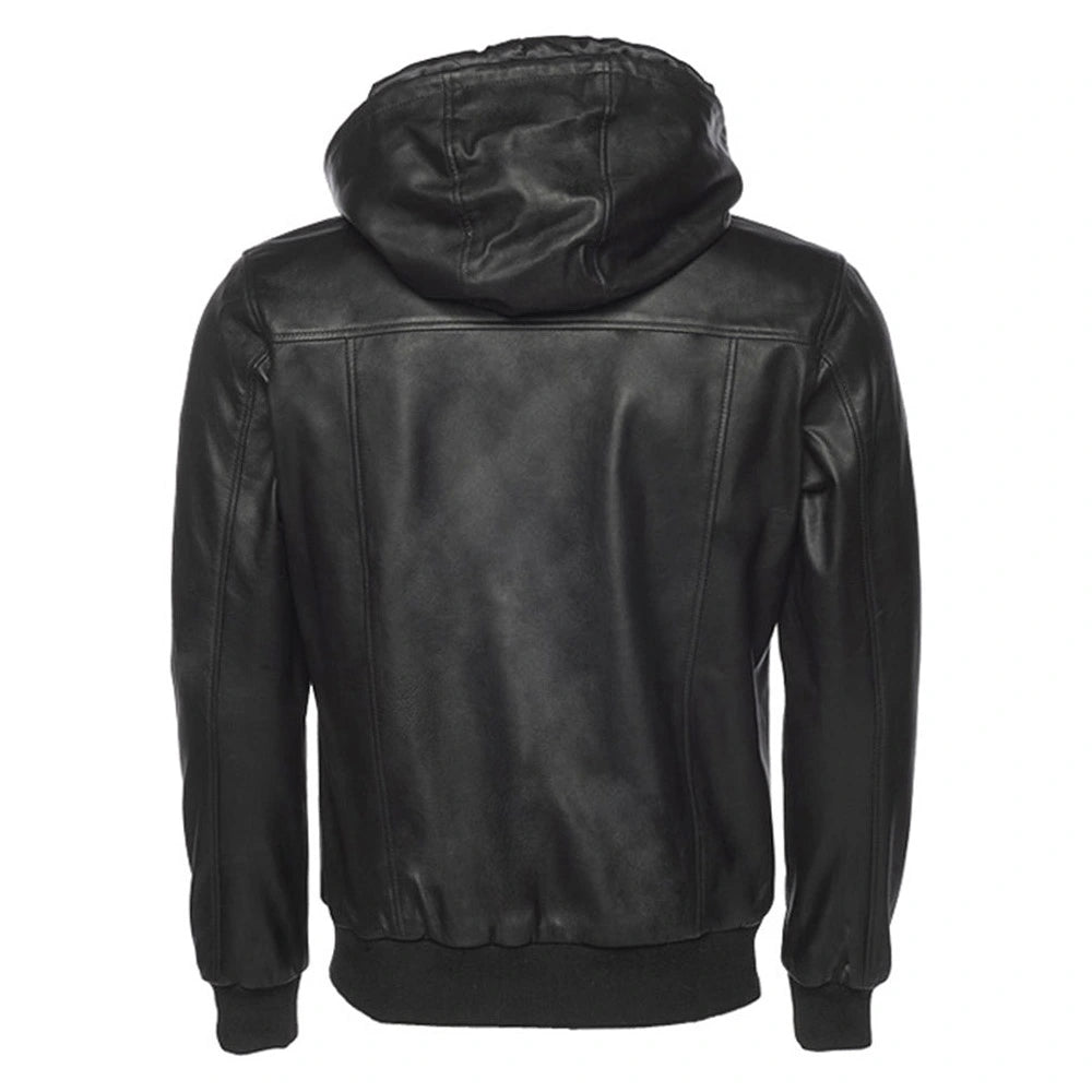 Jayden Black Leather Jacket Hoodie