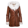 Ayva's Tan Shearling coat with fox fur trim Hoodie