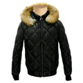 Joel Diamond Quilted & Hooded Leather Puffer Jacket