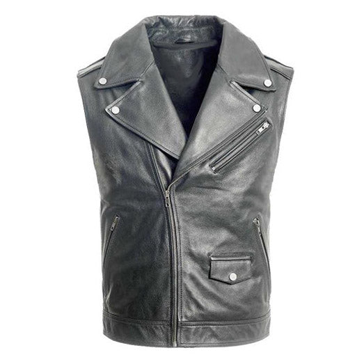 Plain biker leather vest