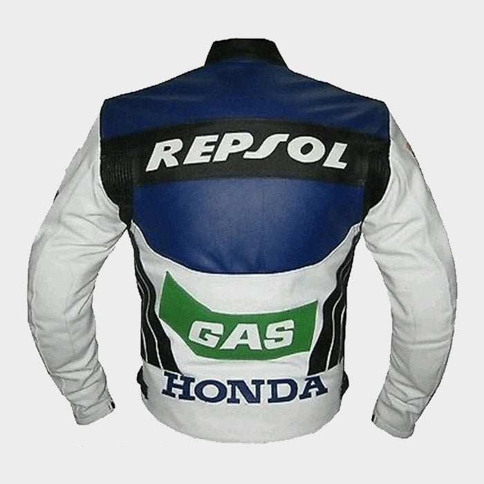 Honda Repsol Gas Motorcycle Biker Leather Jacket