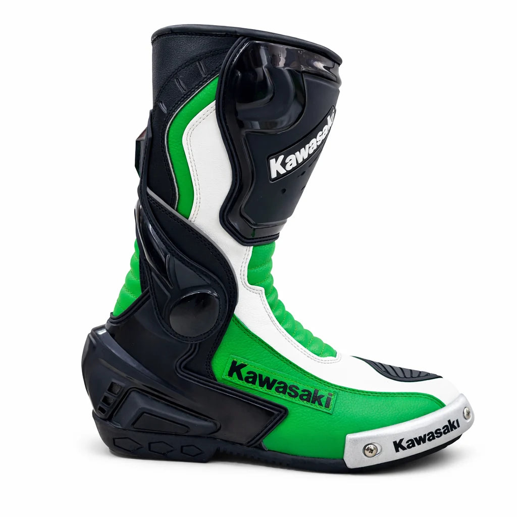 Kawasaki Motorcycle Racing Leather Boots