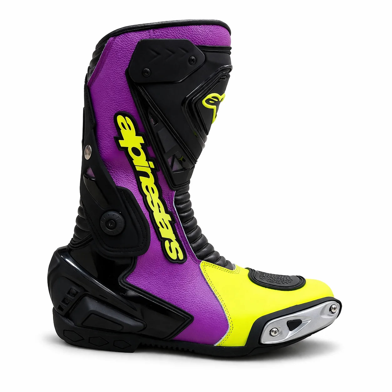 Alpinestars Motorcycle Racing Boots | Purple & Neon Edition