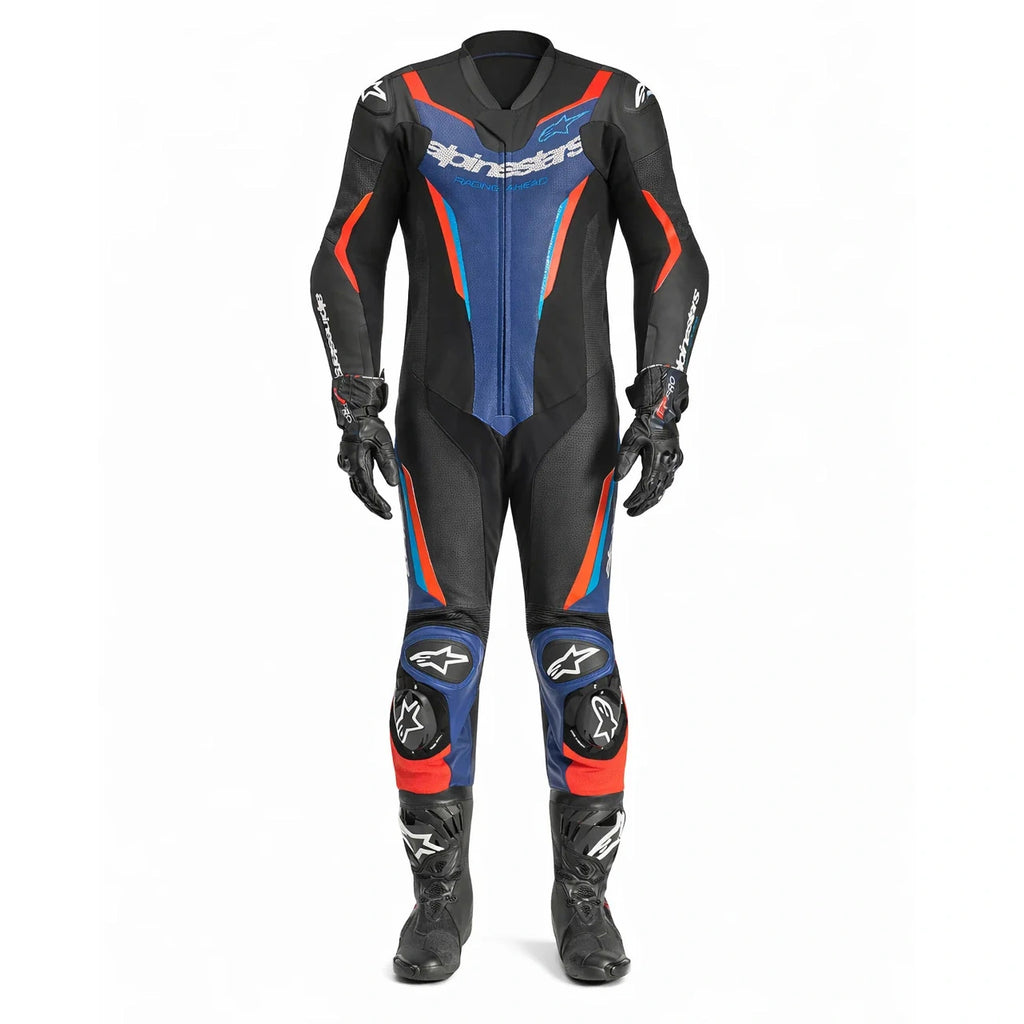 Alpinestars GP Force V2 One-Piece Racing Leather Suit | Black Blue Red