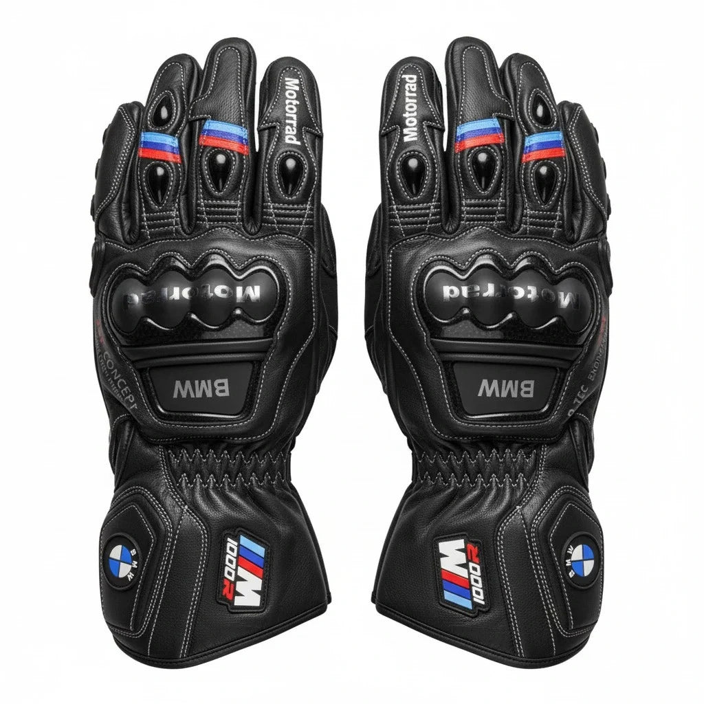 BMW M1000RR leather motorcycle racing gloves