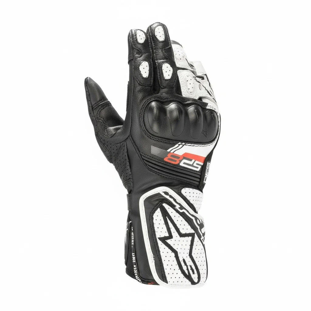 Alpinestars SP-8 V3 Motorcycle Riding Gloves | Black & White