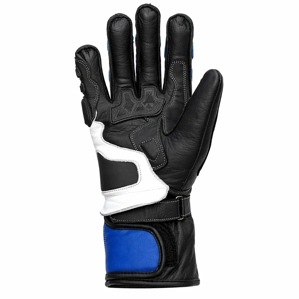 Yamaha Leather Motorcycle Racing Gloves | Blue