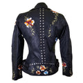 Flowery Embroidered Leather Jacket With Studs