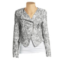 Women's grey snake print leather jacket