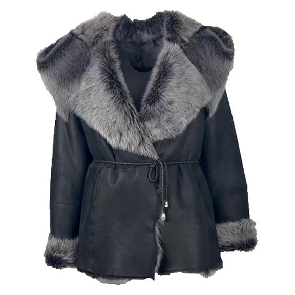Michelle Toscana Shearling Jacket with Hood